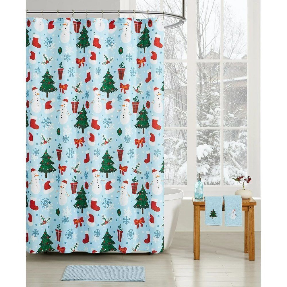 VCNY Home Snowman Holiday 17-Pc. Bath Blue Boxed Set